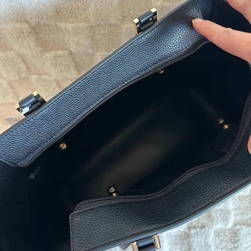 NWT! MK Michael Kors Kimberly 3 In 1 Set Black Leather Tote/Crossbody/Clutch - Picture 7 of 14
